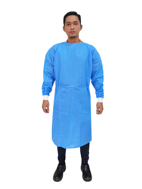 Disposable Non-Woven SMS Knitted Cuff Isolation Gown