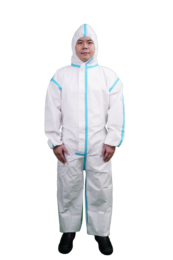 Multipurpose Disposable Coverall with Blue Seams