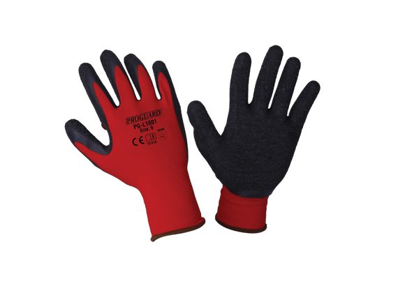 Red Nylon Shell Black Latex Glove